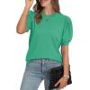 image:imageWIHOLL Womens Puff Short Sleeve Sweater 2026 Spring Summer Tops Trendy Business Causal Outfits Work Blouses ClothesLake Green