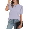 image:imageWIHOLL Womens Puff Short Sleeve Sweater 2026 Spring Summer Tops Trendy Business Causal Outfits Work Blouses ClothesLight Grey