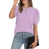 image:imageWIHOLL Womens Puff Short Sleeve Sweater 2026 Spring Summer Tops Trendy Business Causal Outfits Work Blouses ClothesLight Purple