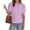 image:imageWIHOLL Womens Puff Short Sleeve Sweater 2026 Spring Summer Tops Trendy Business Causal Outfits Work Blouses ClothesLight Purple