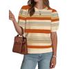 image:imageWIHOLL Womens Puff Short Sleeve Sweater 2026 Spring Summer Tops Trendy Business Causal Outfits Work Blouses ClothesOrange Stripe