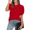 image:imageWIHOLL Womens Puff Short Sleeve Sweater 2026 Spring Summer Tops Trendy Business Causal Outfits Work Blouses ClothesRed