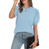image:imageWIHOLL Womens Puff Short Sleeve Sweater 2026 Spring Summer Tops Trendy Business Causal Outfits Work Blouses ClothesSky Blue