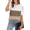 image:imageWIHOLL Womens Puff Short Sleeve Sweater 2026 Spring Summer Tops Trendy Business Causal Outfits Work Blouses ClothesWhite Brown Khaki