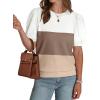 image:imageWIHOLL Womens Puff Short Sleeve Sweater 2026 Spring Summer Tops Trendy Business Causal Outfits Work Blouses ClothesWhite Brown Khaki