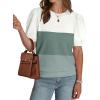 image:imageWIHOLL Womens Puff Short Sleeve Sweater 2026 Spring Summer Tops Trendy Business Causal Outfits Work Blouses ClothesWhite Green Blue