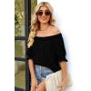 image:imageWIHOLL Womens Short Sleeve Square Neck Summer Tops Dressy Casual Blouses Trendy Clothes 2026A  Black