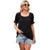 image:imageWIHOLL Womens Short Sleeve Square Neck Summer Tops Dressy Casual Blouses Trendy Clothes 2026A  Black