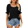 image:imageWIHOLL Womens Short Sleeve Square Neck Summer Tops Dressy Casual Blouses Trendy Clothes 2026A  Black