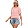 image:imageWIHOLL Womens Short Sleeve Square Neck Summer Tops Dressy Casual Blouses Trendy Clothes 2026A  Pink Stripe