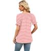 image:imageWIHOLL Womens Short Sleeve Square Neck Summer Tops Dressy Casual Blouses Trendy Clothes 2026A  Pink Stripe