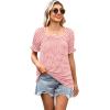 image:imageWIHOLL Womens Short Sleeve Square Neck Summer Tops Dressy Casual Blouses Trendy Clothes 2026A  Pink Stripe