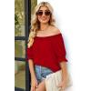 image:imageWIHOLL Womens Short Sleeve Square Neck Summer Tops Dressy Casual Blouses Trendy Clothes 2026A  Red