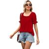 image:imageWIHOLL Womens Short Sleeve Square Neck Summer Tops Dressy Casual Blouses Trendy Clothes 2026A  Red