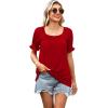 image:imageWIHOLL Womens Short Sleeve Square Neck Summer Tops Dressy Casual Blouses Trendy Clothes 2026A  Red