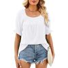 image:imageWIHOLL Womens Short Sleeve Square Neck Summer Tops Dressy Casual Blouses Trendy Clothes 2026A  White