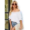 image:imageWIHOLL Womens Short Sleeve Square Neck Summer Tops Dressy Casual Blouses Trendy Clothes 2026A  White