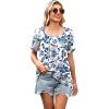image:imageWIHOLL Womens Short Sleeve Square Neck Summer Tops Dressy Casual Blouses Trendy Clothes 2026B  Blue Floral Print