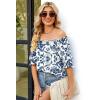image:imageWIHOLL Womens Short Sleeve Square Neck Summer Tops Dressy Casual Blouses Trendy Clothes 2026B  Blue Floral Print