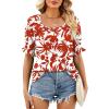 image:imageWIHOLL Womens Short Sleeve Square Neck Summer Tops Dressy Casual Blouses Trendy Clothes 2026B  Floral Print