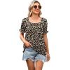 image:imageWIHOLL Womens Short Sleeve Square Neck Summer Tops Dressy Casual Blouses Trendy Clothes 2026B  Leopard Print