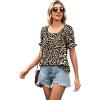 image:imageWIHOLL Womens Short Sleeve Square Neck Summer Tops Dressy Casual Blouses Trendy Clothes 2026B  Leopard Print