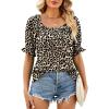 image:imageWIHOLL Womens Short Sleeve Square Neck Summer Tops Dressy Casual Blouses Trendy Clothes 2026B  Leopard Print