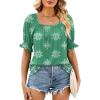 image:imageWIHOLL Womens Short Sleeve Square Neck Summer Tops Dressy Casual Blouses Trendy Clothes 2026B  Mint Green Print