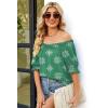 image:imageWIHOLL Womens Short Sleeve Square Neck Summer Tops Dressy Casual Blouses Trendy Clothes 2026B  Mint Green Print