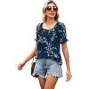 image:imageWIHOLL Womens Short Sleeve Square Neck Summer Tops Dressy Casual Blouses Trendy Clothes 2026B  Navy Floral
