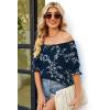 image:imageWIHOLL Womens Short Sleeve Square Neck Summer Tops Dressy Casual Blouses Trendy Clothes 2026B  Navy Floral