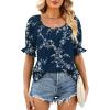 image:imageWIHOLL Womens Short Sleeve Square Neck Summer Tops Dressy Casual Blouses Trendy Clothes 2026B  Navy Floral