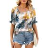 image:imageWIHOLL Womens Short Sleeve Square Neck Summer Tops Dressy Casual Blouses Trendy Clothes 2026B  Print a