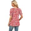 image:imageWIHOLL Womens Short Sleeve Square Neck Summer Tops Dressy Casual Blouses Trendy Clothes 2026B  Red White Floral