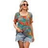 image:imageWIHOLL Womens Short Sleeve Square Neck Summer Tops Dressy Casual Blouses Trendy Clothes 2026B  Tropical Print