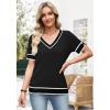image:imageWIHOLL Womens Short Sleeve Sweater Lightweight Knit Tops Summer Spring Shirts with Buttons Trendy1black White Striped