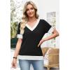 image:imageWIHOLL Womens Short Sleeve Sweater Lightweight Knit Tops Summer Spring Shirts with Buttons Trendy1black and White