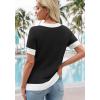 image:imageWIHOLL Womens Short Sleeve Sweater Lightweight Knit Tops Summer Spring Shirts with Buttons Trendy1black and White