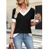 image:imageWIHOLL Womens Short Sleeve Sweater Lightweight Knit Tops Summer Spring Shirts with Buttons Trendy1black and White