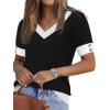 image:imageWIHOLL Womens Short Sleeve Sweater Lightweight Knit Tops Summer Spring Shirts with Buttons Trendy1black and White