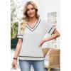 image:imageWIHOLL Womens Short Sleeve Sweater Lightweight Knit Tops Summer Spring Shirts with Buttons Trendy1white Black Striped