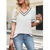 image:imageWIHOLL Womens Short Sleeve Sweater Lightweight Knit Tops Summer Spring Shirts with Buttons Trendy1white Black Striped
