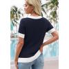 image:imageWIHOLL Womens Short Sleeve Sweater Lightweight Knit Tops Summer Spring Shirts with Buttons Trendy2navy Blue