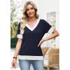 image:imageWIHOLL Womens Short Sleeve Sweater Lightweight Knit Tops Summer Spring Shirts with Buttons Trendy2navy Blue