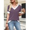 image:imageWIHOLL Womens Short Sleeve Sweater Lightweight Knit Tops Summer Spring Shirts with Buttons Trendy2purple