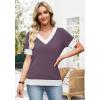 image:imageWIHOLL Womens Short Sleeve Sweater Lightweight Knit Tops Summer Spring Shirts with Buttons Trendy2purple