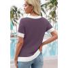 image:imageWIHOLL Womens Short Sleeve Sweater Lightweight Knit Tops Summer Spring Shirts with Buttons Trendy2purple