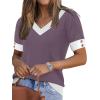 image:imageWIHOLL Womens Short Sleeve Sweater Lightweight Knit Tops Summer Spring Shirts with Buttons Trendy2purple