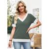 image:imageWIHOLL Womens Short Sleeve Sweater Lightweight Knit Tops Summer Spring Shirts with Buttons Trendy3green
