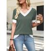 image:imageWIHOLL Womens Short Sleeve Sweater Lightweight Knit Tops Summer Spring Shirts with Buttons Trendy3green